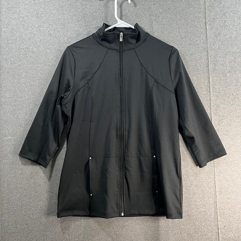 Sport Savvy Zip Front Jacket w/ Seaming Details Black X-Small